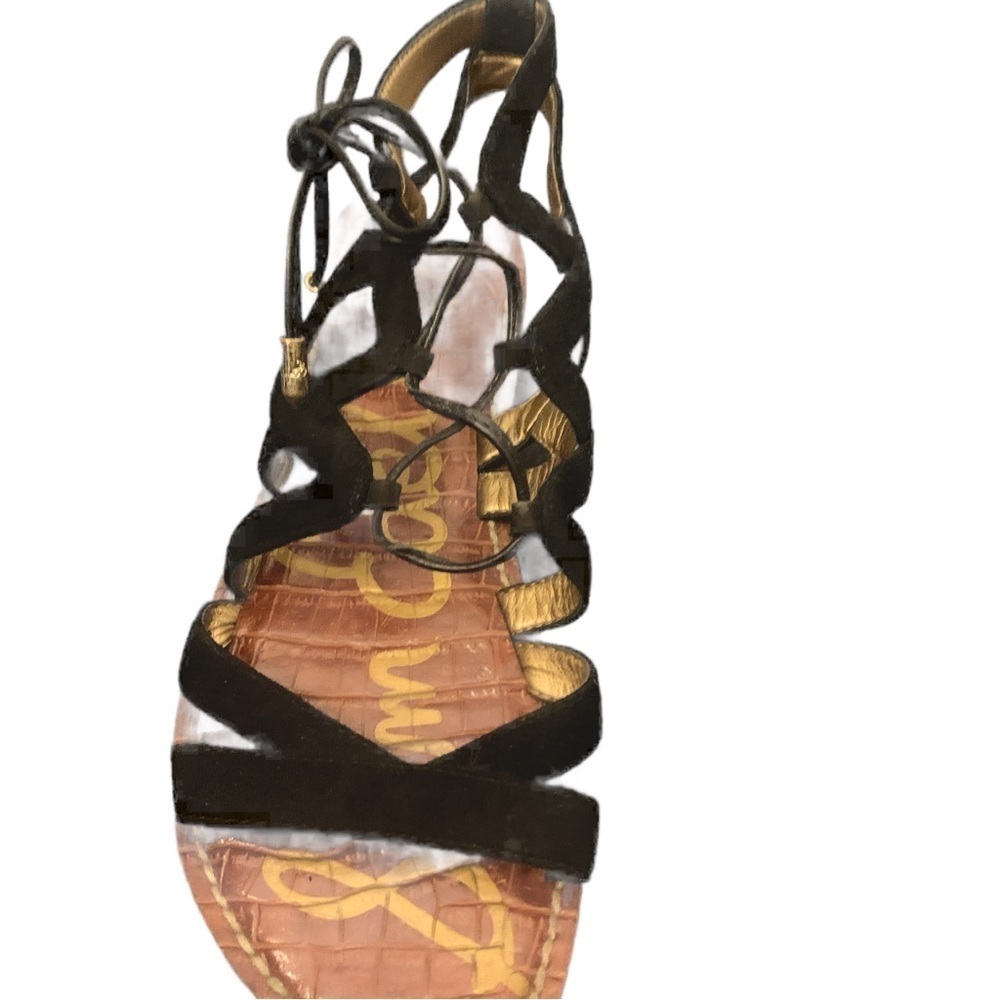 Sam Edelman Black Suede Lace-Up Gladiator Flat Sandal Size 6 - Picture 5 of 5
